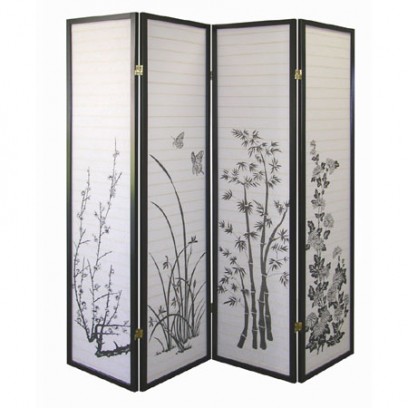 Floral 4 Panel Shoji Screen