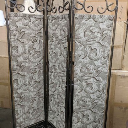 Antique Gold 3-Panel Room Divider Metal & fabric