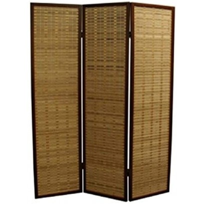  3-Panel Room Divider Walnut Rayon