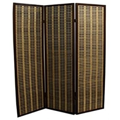 3 Panel Room Divider Dark Walnut Rayon 